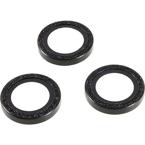 Bling Camera Lens Protector for iPhone 14 Pro / 14 Pro Max , Glitter Metal Frame + Tempered Glass Individual Ring Lens Cover - Black - 1