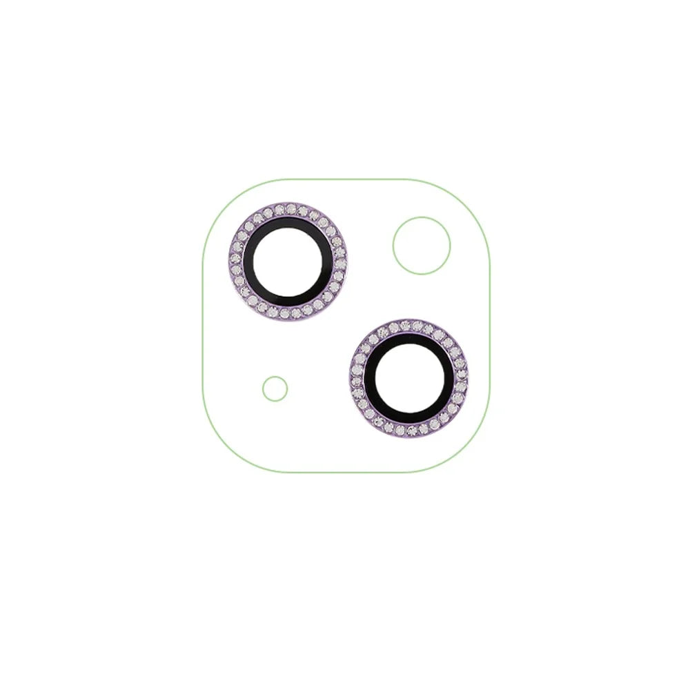 For iPhone 14 / 14 Plus Camera Lens Protector Rhinestone Metal Frame + Tempered Glass Rear Lens Film - 2