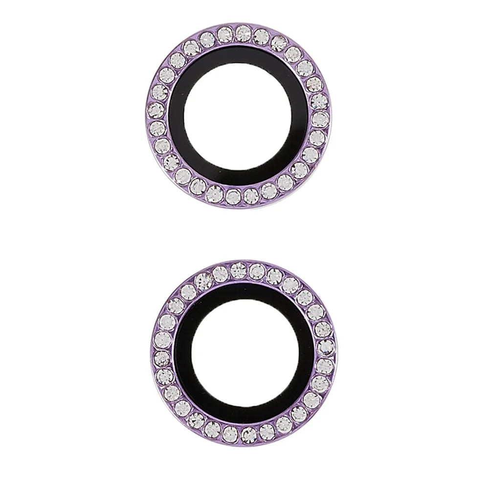 For iPhone 14 / 14 Plus Camera Lens Protector Rhinestone Metal Frame + Tempered Glass Rear Lens Film - 3
