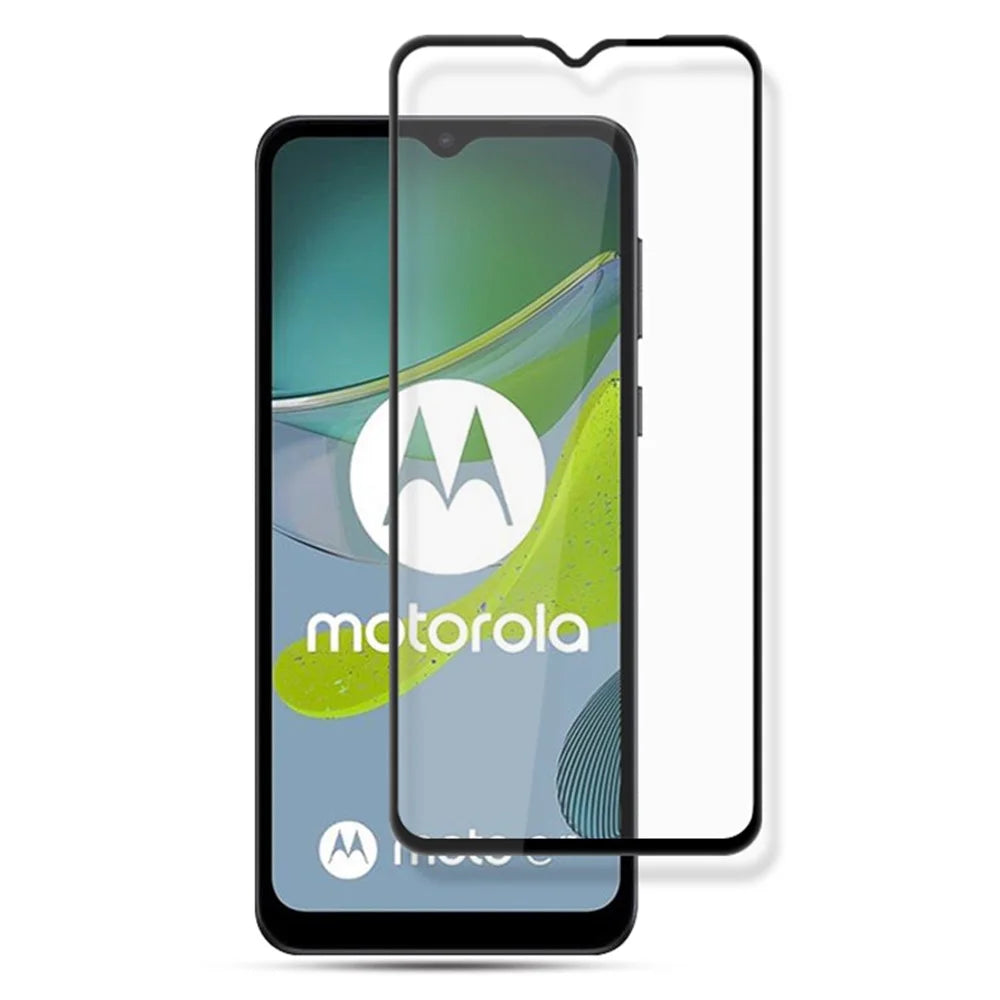 AMORUS For Motorola Moto E13 4G Secondary Hardening Tempered Glass Full Screen Protector Silk Printing Full Glue Film - Black - 1