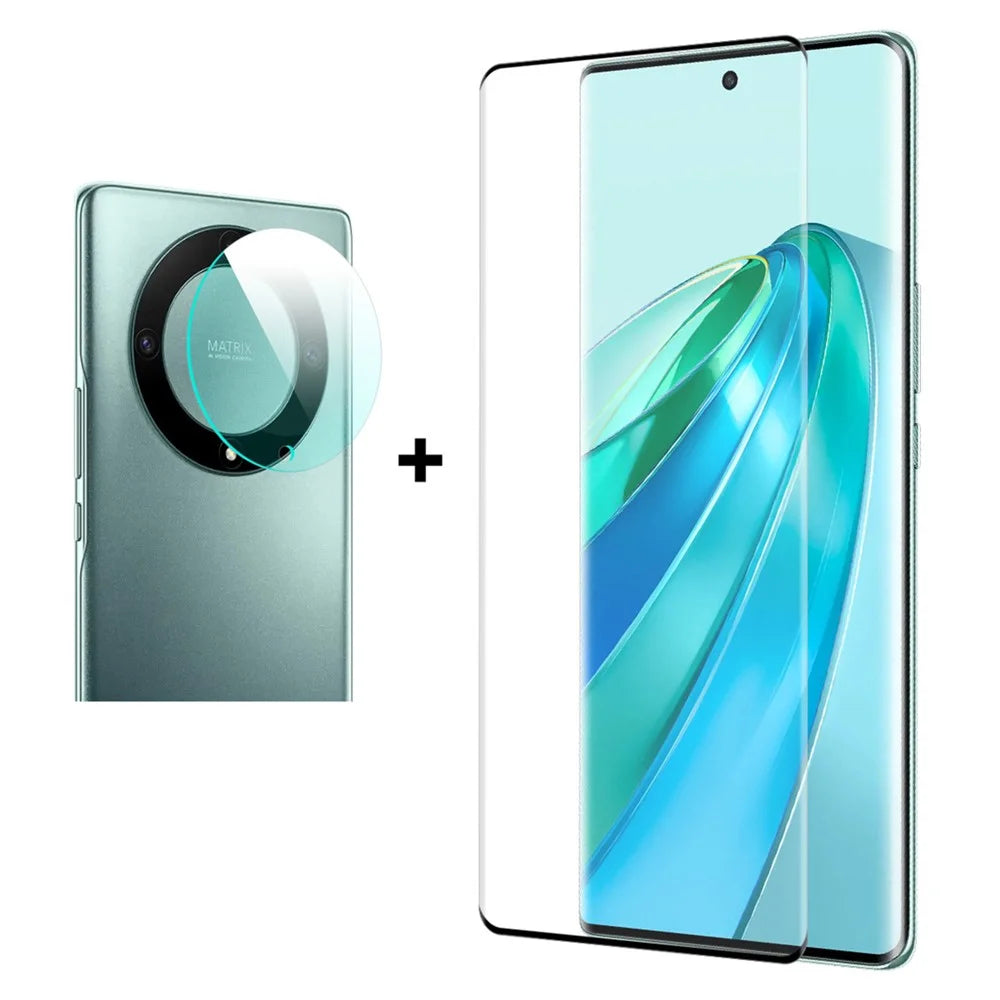 ENKAY HAT PRINCE For Honor X9a 5G / Magic5 Lite 5G Tempered Glass 3D Curved Side Glue Phone Screen Film Support Fingerprint Unlock - 1