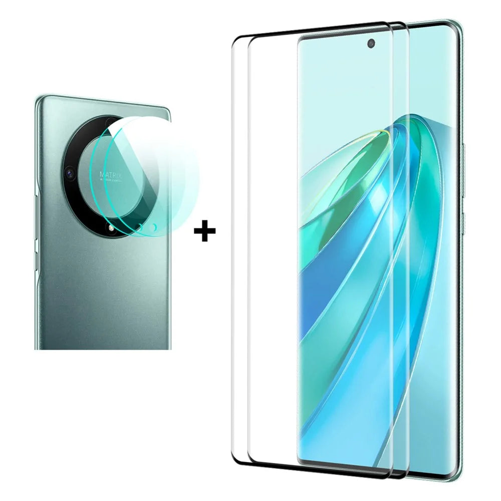 ENKAY HAT PRINCE 2Pcs For Honor X9a 5G / Magic5 Lite 5G Side Glue Tempered Glass Phone Screen Film Support Fingerprint Unlock - 1
