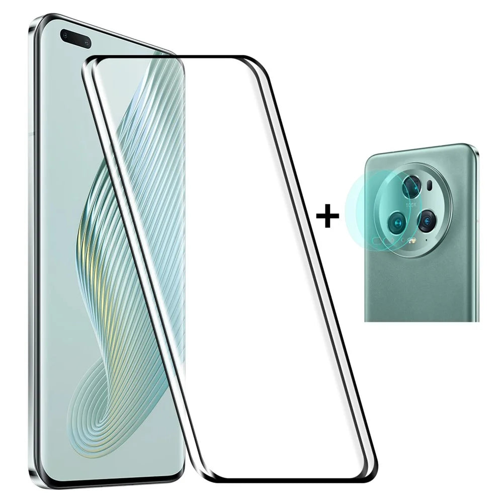 ENKAY HAT PRINCE 2 Pack Screen Protector for Honor Magic5 Pro 0.26mm Hot Bending 3D Curved Clear Tempered Glass Film Support Fingerprint Unlock - 1