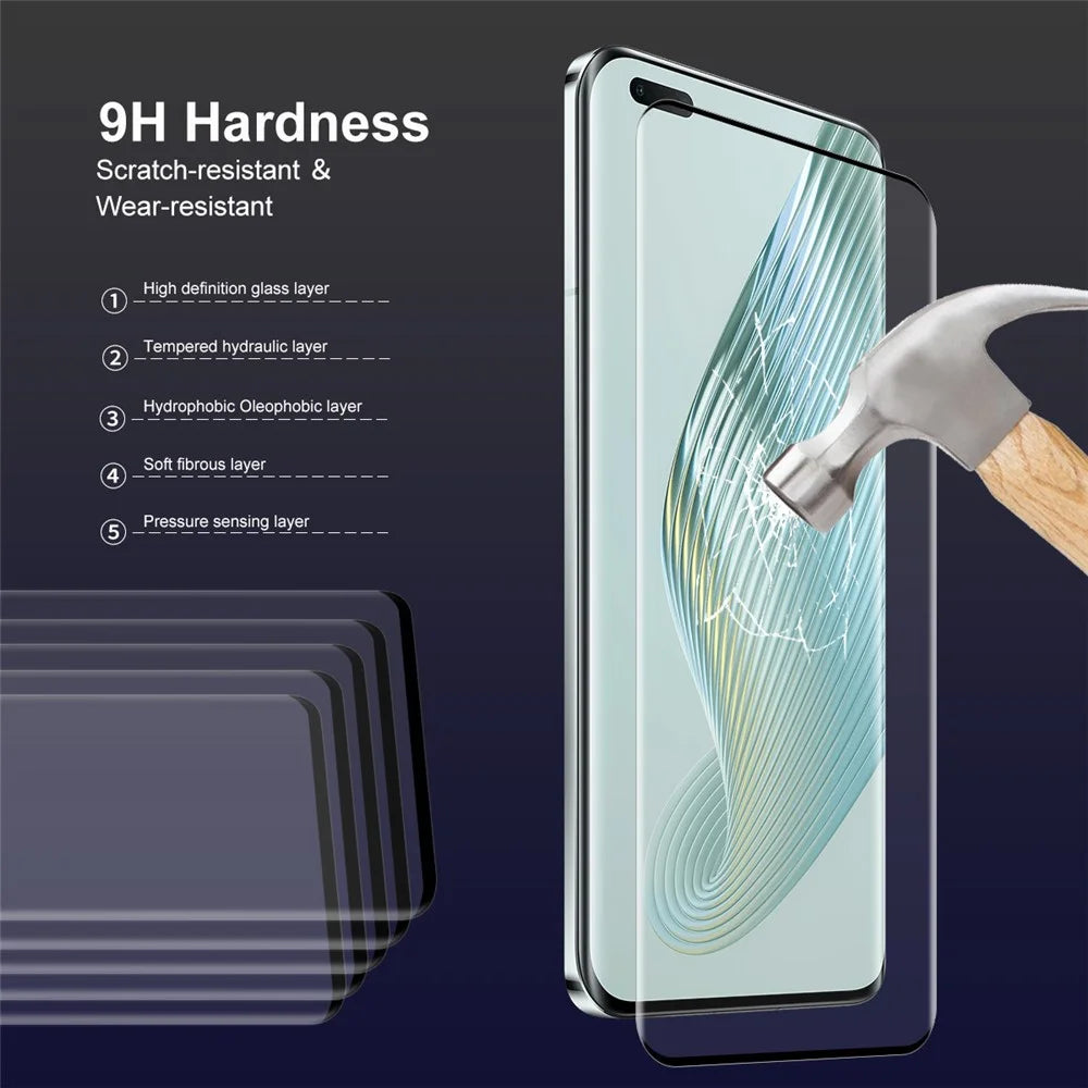 ENKAY HAT PRINCE for Honor Magic5 Pro 3D Curved Screen Protector Hot Bending Tempered Glass Film Support Fingerprint Unlock - 4
