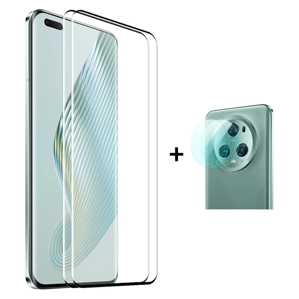 ENKAY HAT PRINCE 2Pcs For Honor Magic5 Pro Tempered Glass Side Glue Phone Screen Film Support Fingerprint Unlock - 1