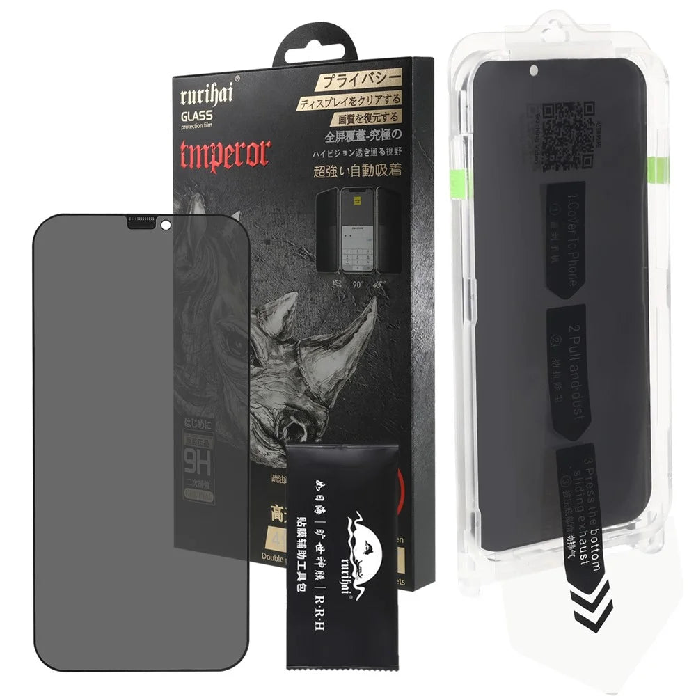RURIHAI For iPhone 12 / 12 Pro Anti-spy Phone Screen Protector HD Clear Anti-static High Aluminium-silicon Glass Film - 3