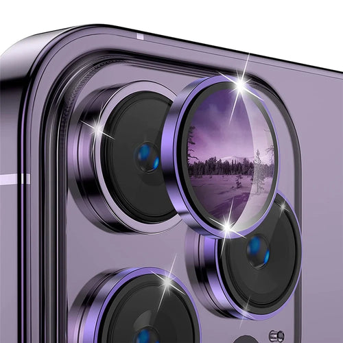 ENKAY HAT PRINCE 3Pcs / Set For iPhone 14 Pro / 14 Pro Max Crystal Clear Camera Lens Protector Tempered Glass Lens Film - Dark Purple - 1