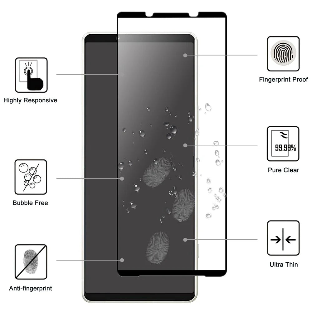 For Sony Xperia 1 V Full Glue Screen Protector Black Edge Anti-explosion Ultra Clear Phone AGC Glass Film - 2