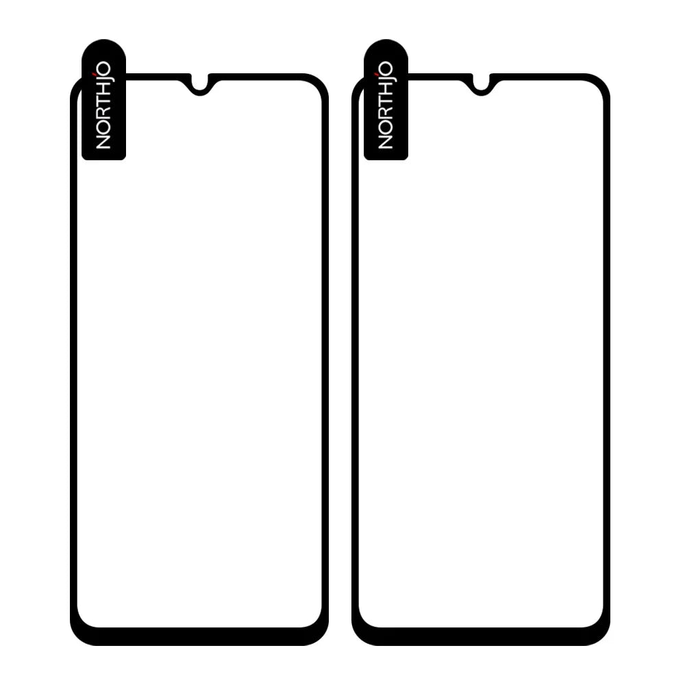 NORTHJO 2Pcs A+ Silk Printing Screen Protector for Samsung Galaxy A14 5G / 4G , 0.3mm 2.5D High Aluminum-silicon Glass Full Screen Film - Black - 2