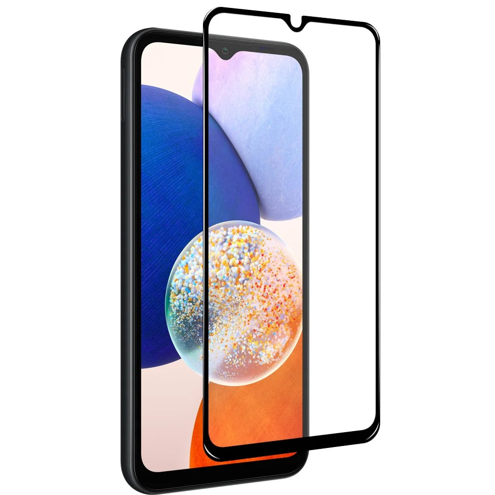 NORTHJO 2Pcs A+ Silk Printing Screen Protector for Samsung Galaxy A14 5G / 4G , 0.3mm 2.5D High Aluminum-silicon Glass Full Screen Film - Black - 3