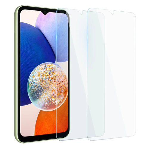 NORTHJO 2Pcs A+ Screen Protector for Samsung Galaxy A14 4G / 5G , 0.3mm 2.5D Anti-Scratch Tempered Glass Film Guard - Transparent - 1