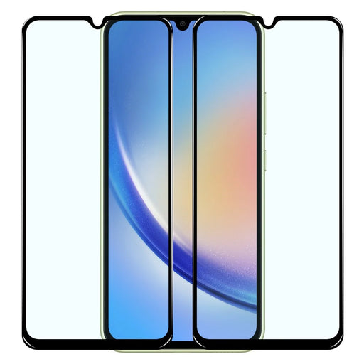 NORTHJO 2Pcs A+ Phone Screen Protector for Samsung Galaxy A34 5G , 0.3mm 2.5D High Aluminum-silicon Glass Silk Printing Film - Black - 1