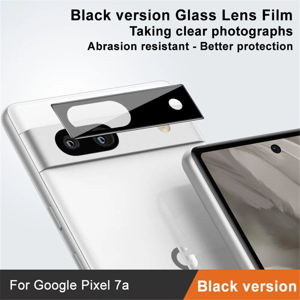 IMAK Camera Lens Protector for Google Pixel 7a , Bubble-free Installation Tempered Glass Film (Black Version) - 2