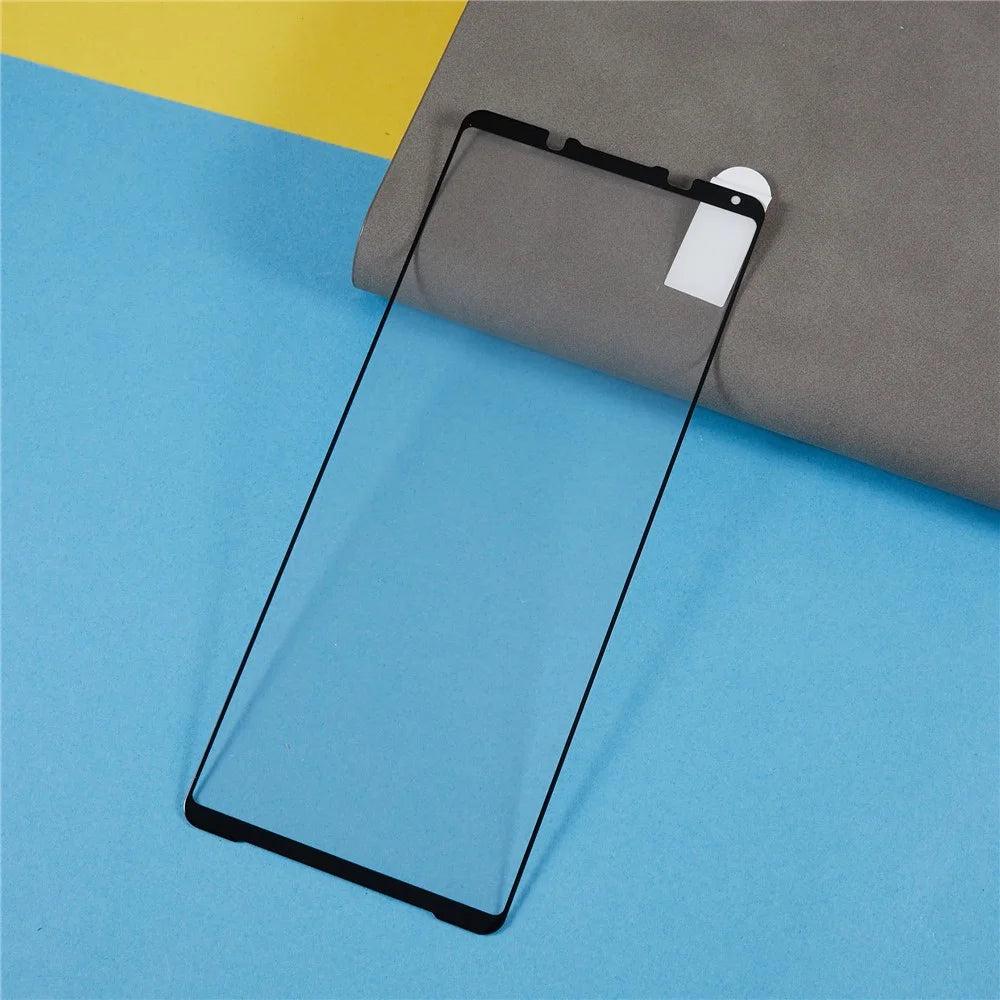 For Sony Xperia 1 V Silk Printing Full Glue Phone Screen Protector Tempered Glass Black Edge Screen Film - 3
