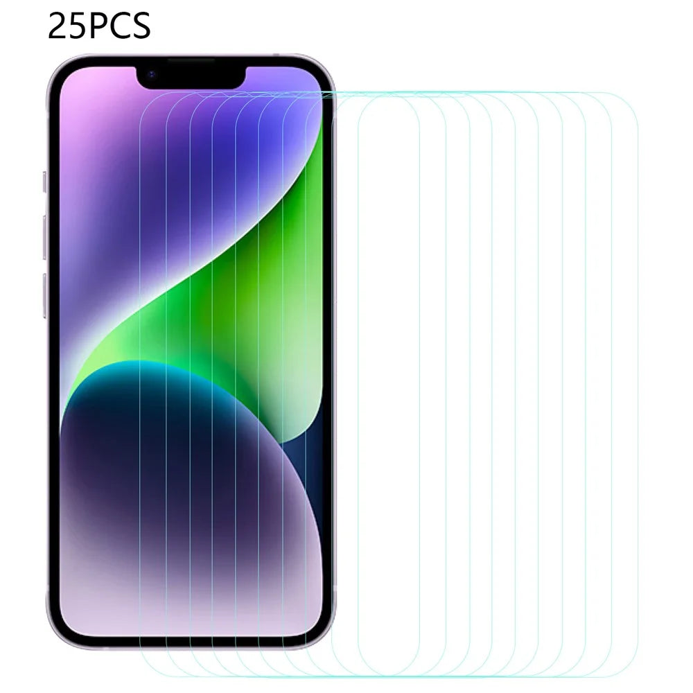 25Pcs Arc Edge Tempered Glass Film for iPhone 17e / 16e / 13 / 13 Pro HD Clear Anti-Scratch Phone Screen Protector (No Package, with Wipes Set, Dust-absorber, Guide Sticker) - 1