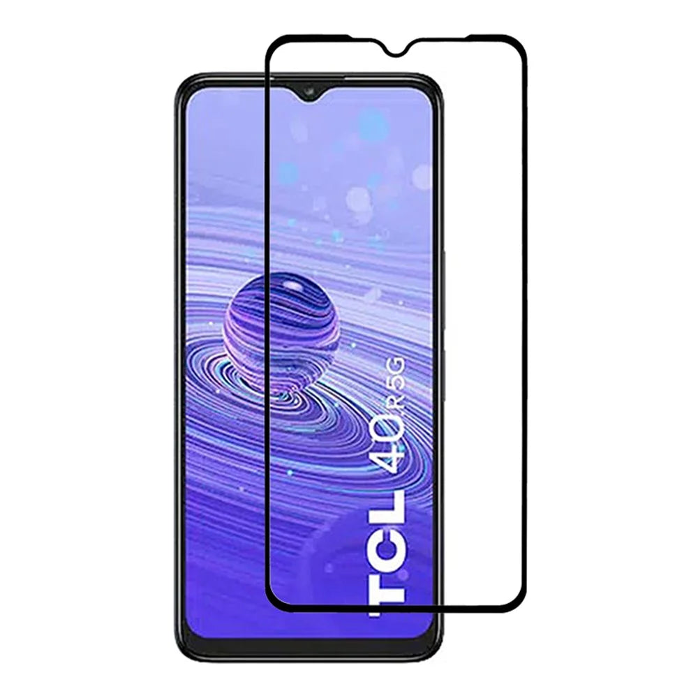 For TCL 40R 5G Clear Tempered Glass Screen Protector Silk Printing Anti-Scratch Full Glue Screen Film - 1