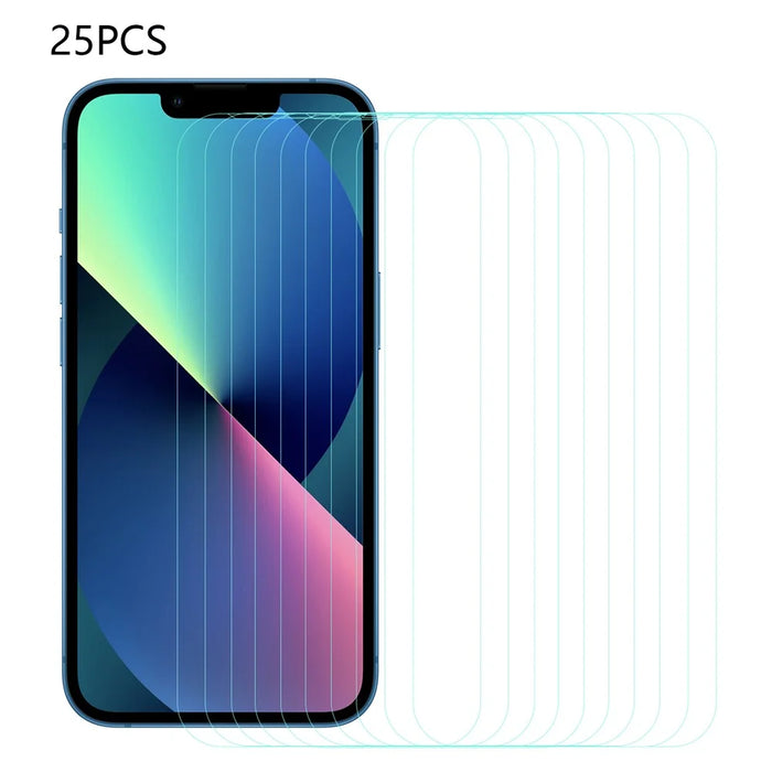 25Pcs For iPhone 13 mini 5.4 inch HD Clear Arc Edge Tempered Glass Screen Protector Phone Screen Protective Film (No Package, with Wipes Set, Dust-absorber, Guide Sticker) - 1