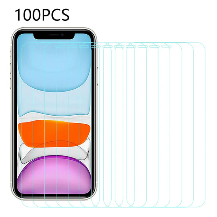 100Pcs For iPhone 11 6.1 inch Screen Film HD Clear Tempered Glass Screen Protector (No Package, with Wipes Set, Dust-absorber, Guide Sticker) - 1