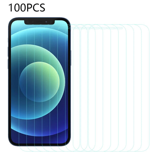 100Pcs For iPhone 12 6.1 inch / 12 Pro 6.1 inch HD Film Arc Edge Tempered Glass Phone Screen Protector (No Package, with Wipes Set, Dust-absorber, Guide Sticker) - 1