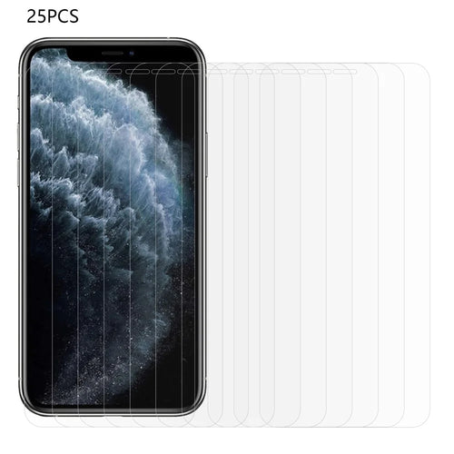 25Pcs For iPhone 11 Pro Max 6.5 inch Arc Edge Tempered Glass Screen Protector HD Clear Screen Protective Film (No Package, with Wipes Set, Dust-absorber, Guide Sticker) - 1
