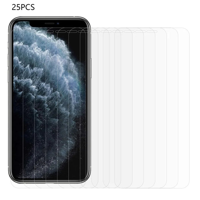 25Pcs For iPhone 11 Pro Max 6.5 inch Arc Edge Tempered Glass Screen Protector HD Clear Screen Protective Film (No Package, with Wipes Set, Dust-absorber, Guide Sticker) - 1