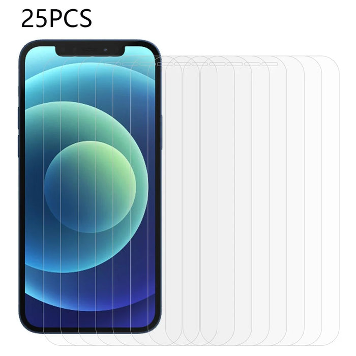 25Pcs For iPhone 12 Pro Max 6.7 inch Arc Edge HD Tempered Glass Screen Protector Clear An (No Package, with Wipes Set, Dust-absorber, Guide Sticker) - 1