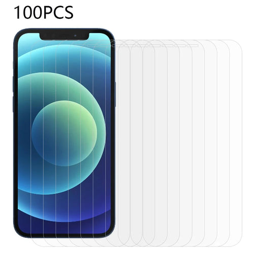 100Pcs For iPhone 12 Pro Max 6.7 inch HD Clear Arc Edge Tempered Glass Screen Protector Phone Screen Film (No Package, with Wipes Set, Dust-absorber, Guide Sticker) - 1