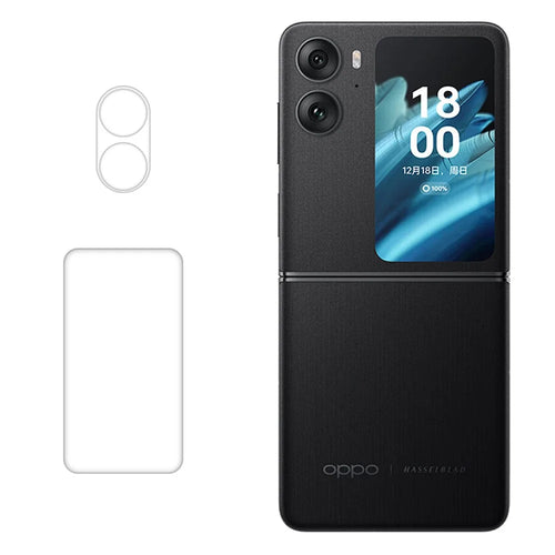 RURIHAI For Oppo Find N2 Flip 5G 3D Camera Lens Protector High Aluminum-silicon Glass Film + Small Rear Screen Protector - 1