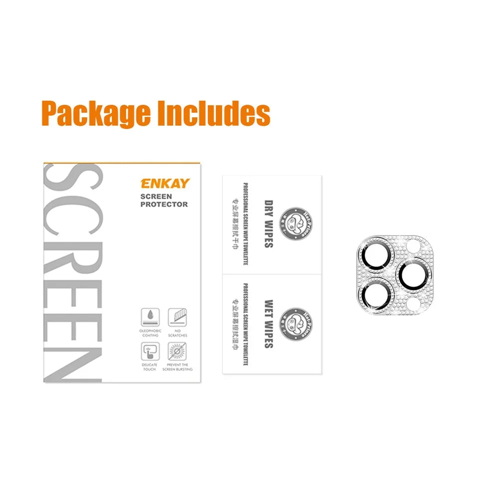 ENKAY HAT PRINCE For iPhone 13 Pro / 13 Pro Max Rhinestone Camera Lens Protector Aluminum Alloy+Tempered Glass Rear Lens Film - Silver - 7