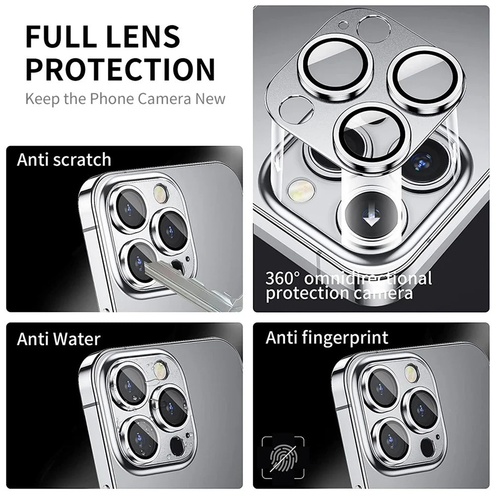 ENKAY HAT PRINCE For iPhone 13 Pro Max / 13 Pro AR HD Clear Tempered Glass+Aluminum Alloy Lens Film Protector - Silver - 3