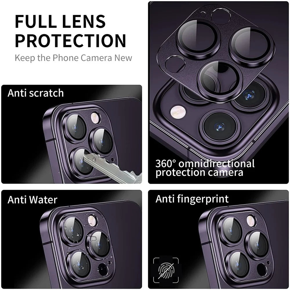 ENKAY HAT PRINCE For iPhone 14 Pro Max / 14 Pro Tempered Glass+Aluminum Alloy AR Coating HD Clear Rear Lens Film - Dark Purple - 3