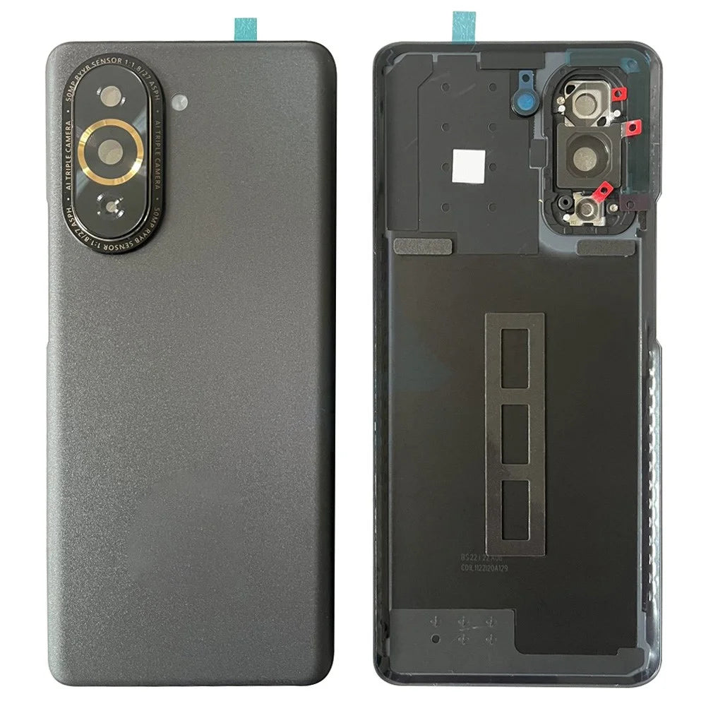 For Huawei nova 10 Pro 4G Back Battery Housing Cover with Camera Ring Lens Cover Spare Part (without Logo) - Black - 1