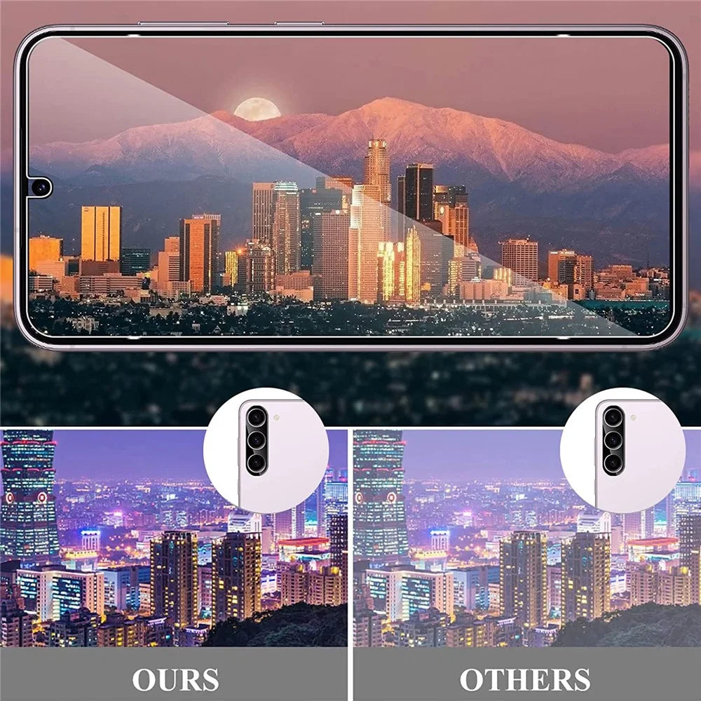 For Samsung Galaxy S23 Anti-fingerprint 2.5D Arc Edge Tempered Glass Screen Protector + Black Edge Camera Lens Film - 3