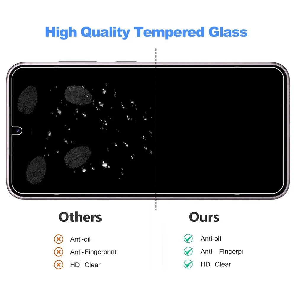 For Samsung Galaxy S23 Anti-fingerprint 2.5D Arc Edge Tempered Glass Screen Protector + Black Edge Camera Lens Film - 6