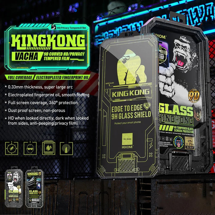 WEKOME King Kong Vacha Series For iPhone 13 / 13 Pro / 14 Anti-Spy High Aluminum-silicon Glass Screen Protector 9D Curved Screen Film - 2