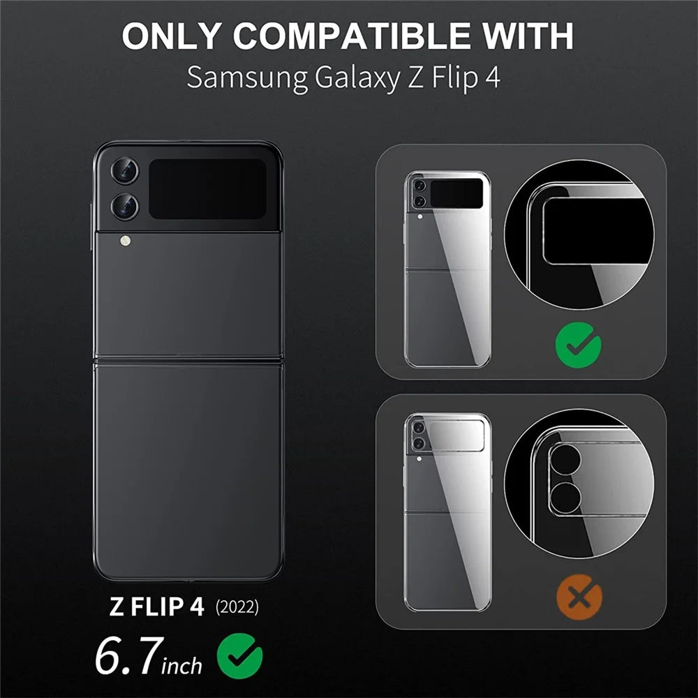 ENKAY HAT PRINCE For Samsung Galaxy Z Flip4 5G / W23 Flip 1 Set Camera Lens Protector Tempered Glass Aluminum Alloy Ring Lens Film - Black - 6