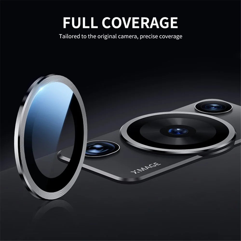 ENKAY HAT PRINCE For Huawei P60 / P60 Pro / P60 Art Camera Lens Protector Aluminum Alloy Trim Tempered Glass Rear Lens Film - Black - 2