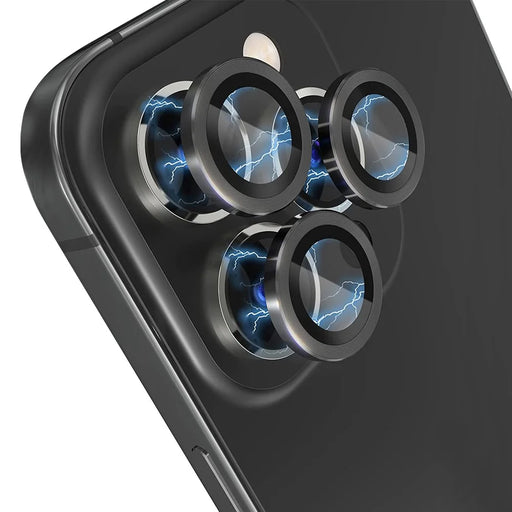 NORTHJO 1 Set For iPhone 13 Pro Max / 13 Pro Camera Lens Protector Tempered Glass Lens Film with CD Vein Metal Ring - Black - 2