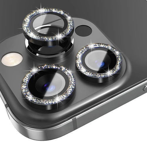 NORTHJO 1 Set For iPhone 13 Pro / 13 Pro Max Camera Lens Protector Glitter Metal Individual Ring Tempered Glass Lens Film - Black - 1