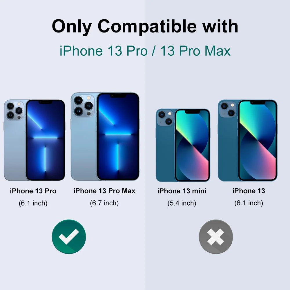 NORTHJO 1 Set For iPhone 13 Pro / 13 Pro Max Camera Lens Protector Glitter Metal Individual Ring Tempered Glass Lens Film - Black - 3