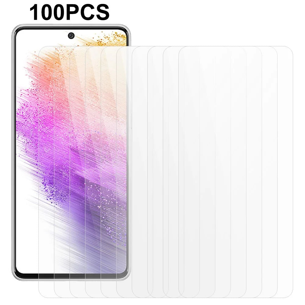 100Pcs Phone Screen Protector for Samsung Galaxy A73 5G , Tempered Glass Full Glue Ultra Clear Screen Film (No Package, with Wipes Set, Dust-absorber, Guide Sticker) - 1