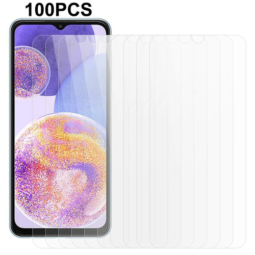 100Pcs For Samsung Galaxy A23 5G (Global Version) / A23 4G Smooth Screen Protector HD Clear Tempered Glass Cover Film (No Package, with Wipes Set, Dust-absorber, Guide Sticker) - 1