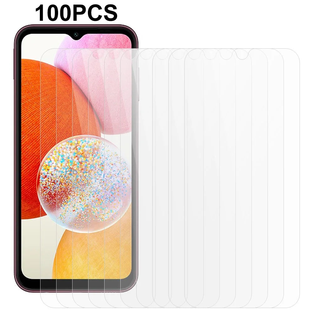 100Pcs For Samsung Galaxy A14 5G / 4G Tempered Glass Full Glue Phone Screen Protector Ultra Clear Film (No Package, with Wipes Set, Dust-absorber, Guide Sticker) - 1