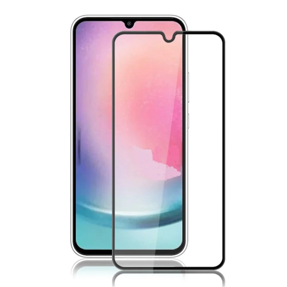 AMORUS For Samsung Galaxy A24 4G (162.1 x 77.6 x 8.3mm) Silk Printing Screen Protector Tempered Glass Anti-explosion Full Glue Film - Black - 1