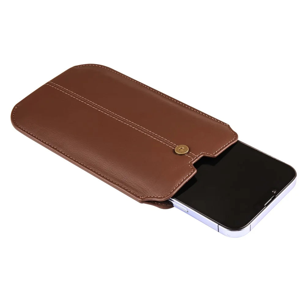 Genuine Cow Leather Belt Case for Universal 6.1-inch Phone Card Holder Cell Phone Holster Pouch with Belt Clip - Coffee - 4