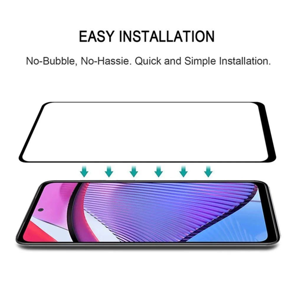 For Motorola Moto G Power 5G Tempered Glass Screen Protector Silk Printing Full Glue Full Cover Film - 6