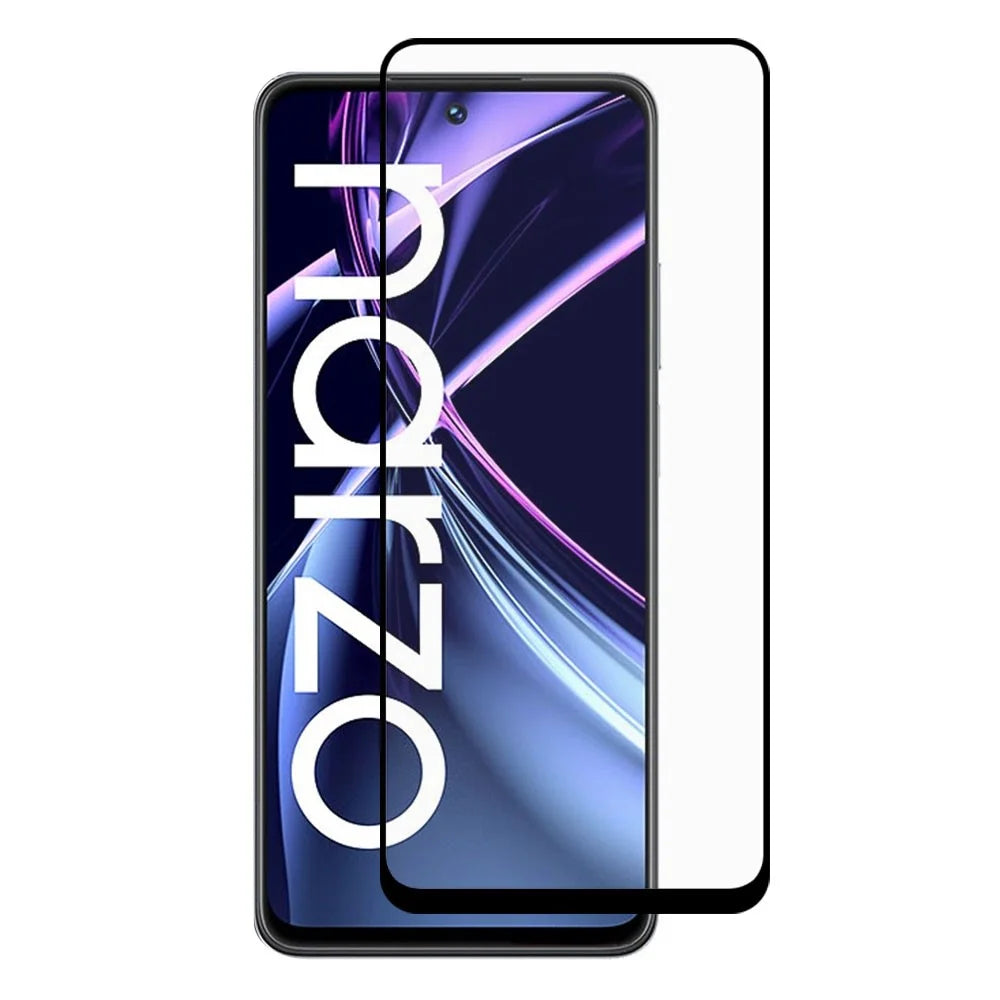 For OnePlus Nord N30 5G / CE 3 Lite 5G / Realme Narzo N55 4G / P1 5G / C55 4G Silk Printing Tempered Glass Black Edge Full Glue Full Screen Protector - 1