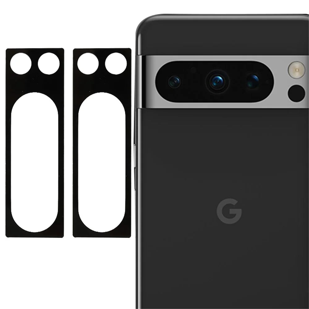 For Google Pixel 8 Pro 2Pcs Silk Printing Camera Lens Protector 2.5D Arc Edge Tempered Glass Lens Film - 1