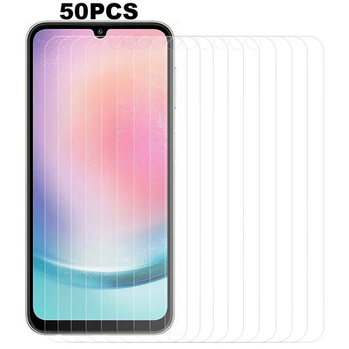 50Pcs for Samsung Galaxy A24 4G (162.1 x 77.6 x 8.3mm) Tempered Glass Film Super Clear Anti-Dust Cell Phone Screen Protector (No Package, with Wipes Set, Dust-absorber, Guide Sticker) - 1