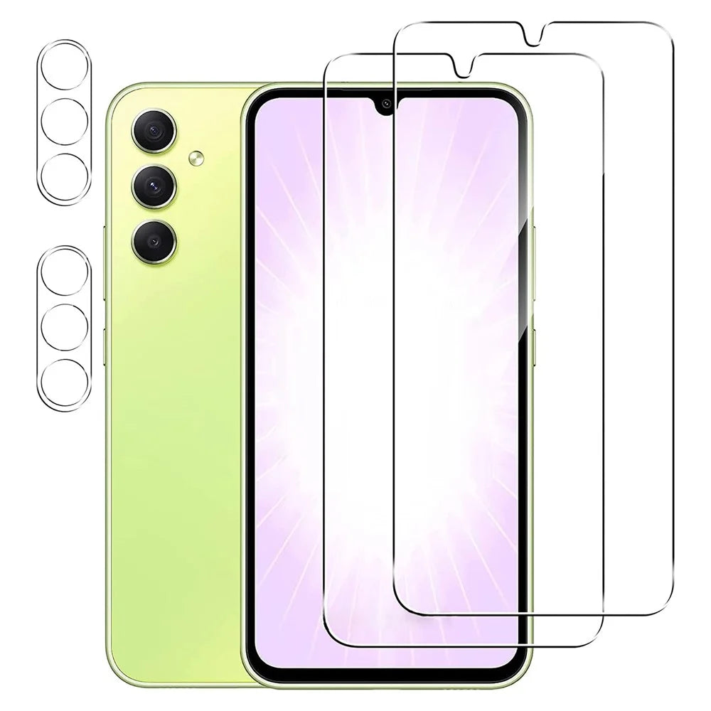2Pcs For Samsung Galaxy A54 4G Screen Protector + Camera Lens Protector HD Clear Tempered Glass Film Lens Film - 1